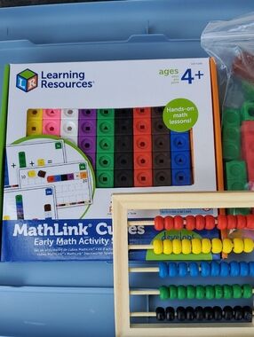 MathLink Cubes - Multi Color Early Math Activity Set, Plus Abacus, Extra Cubes